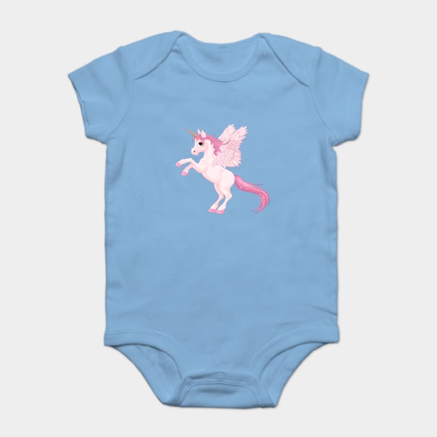 Cute Pink Unicorn Baby Bodysuit by JB's Design Store